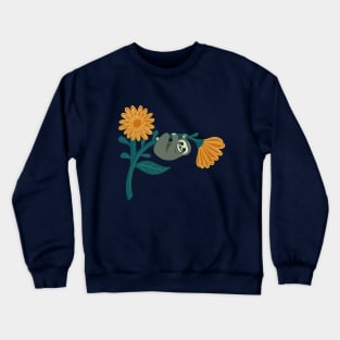 Happy sloths & giant daisies - Mustard Crewneck Sweatshirt